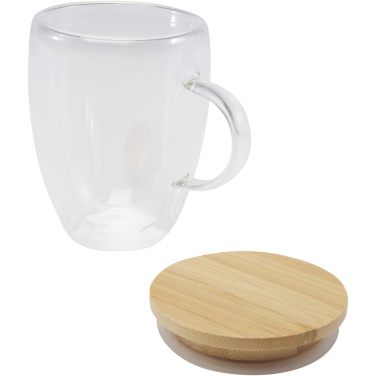 Logo trade promotional merchandise picture of: Leona 350 ml glass cup with bamboo lid