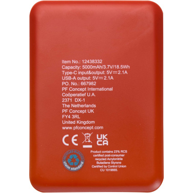 Logotrade advertising product picture of: Asama 5000 mAh Type-C recycled plastic power bank