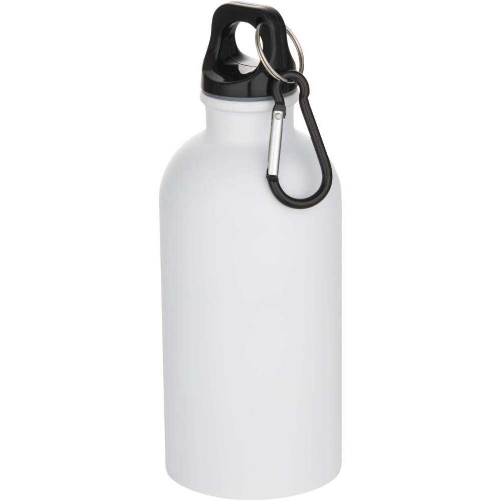 Logo trade promotional merchandise photo of: Oregon 400 ml matte RCS recycled single wall stainless steel water bottle with carabiner