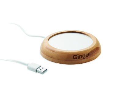 Logo trade promotional giveaways picture of: Bamboo mug warmer with USB