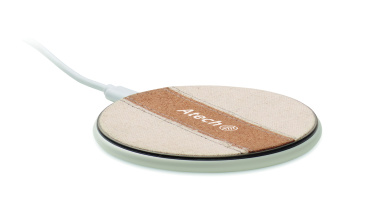 Logo trade promotional gifts picture of: Cork wireless charger 15W