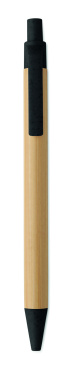 Logo trade business gifts image of: Push button ball pen in bamboo