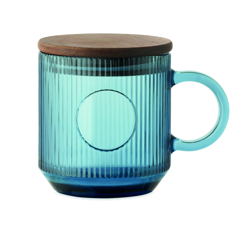 Logo trade promotional giveaways image of: Ribbed glass mug 300ml