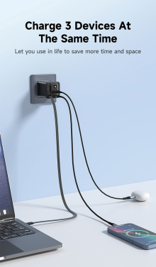 Logo trade promotional merchandise photo of: Urban Vitamin Mendocino 65W GaN charger retractable cable