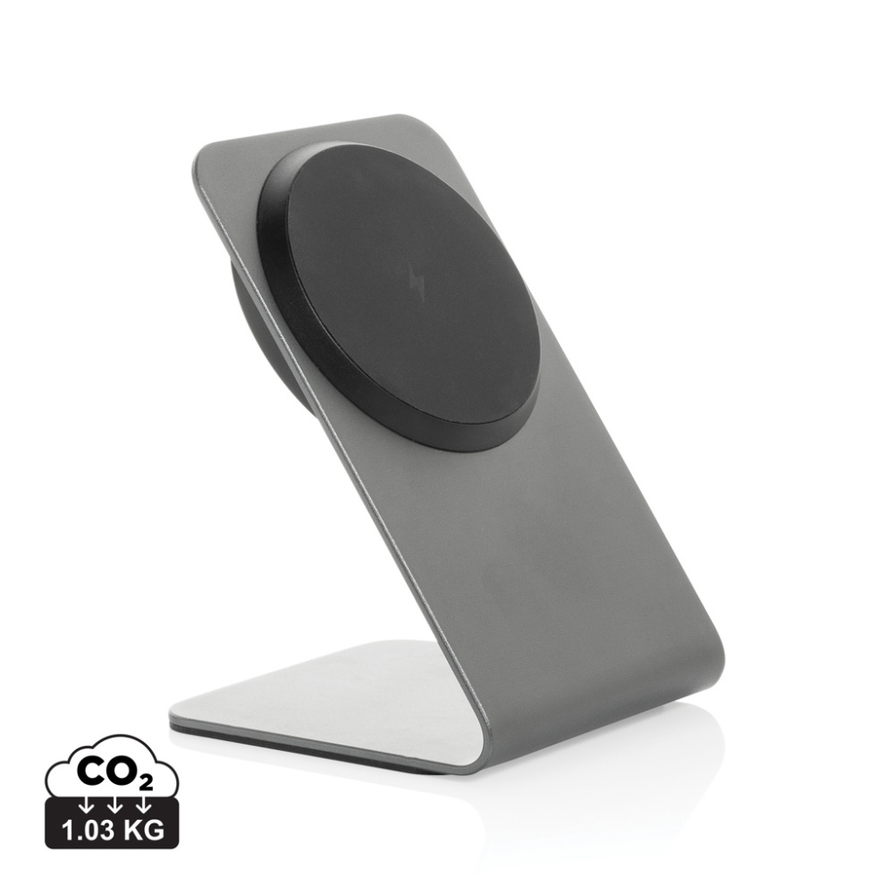 Logotrade promotional giveaway picture of: Terra aluminium 15W magnetic wireless charging phone stand