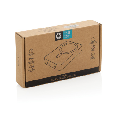 Logo trade corporate gift photo of: Amporia RCS recycled plastic 10.000mAh magnetic powerbank