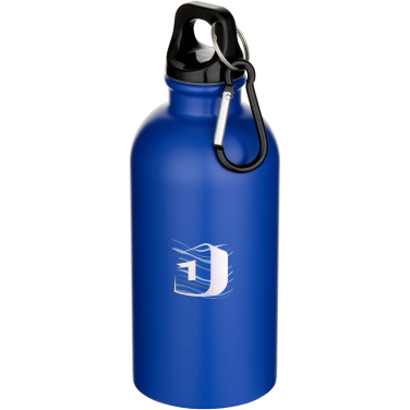 Logo trade advertising products picture of: Oregon 400 ml matte RCS recycled single wall stainless steel water bottle with carabiner