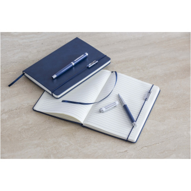 Logo trade promotional merchandise photo of: Legato Elegance A5 hard cover notebook and rollerball pen set