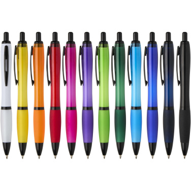 Logo trade promotional items picture of: Nash recycled plastic ballpoint pen with black trims (black ink)