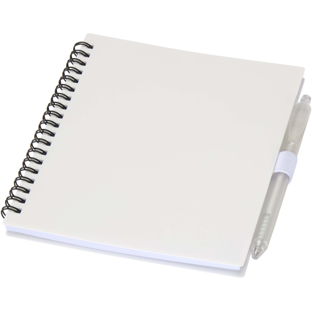 Logotrade promotional merchandise picture of: Niove recycled plastic soft cover notebook and ballpoint pen set (blue ink)
