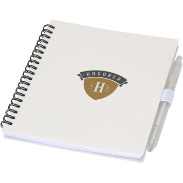 Logotrade promotional product picture of: Niove recycled plastic soft cover notebook and ballpoint pen set (blue ink)