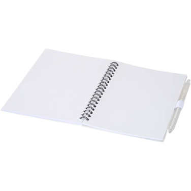 Logo trade advertising product photo of: Niove recycled plastic soft cover notebook and ballpoint pen set (blue ink)