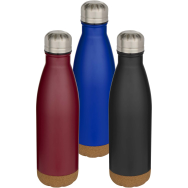 Logotrade promotional giveaway image of: Cove 500 ml double wall vacuum insulated stainless steel water bottle with cork details