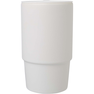 Logo trade promotional product photo of: Carter 450 ml ceramic mug with plastic lid