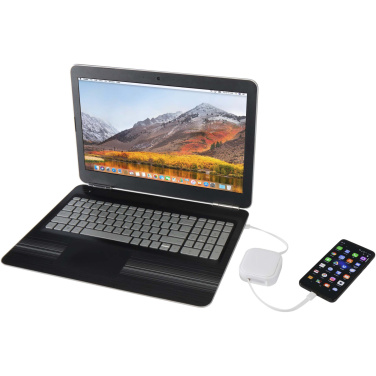 Logo trade promotional giveaway photo of: Gloas 5-in-1 recycled retractable data sync and 100W fast charge cable with smartphone tool kit