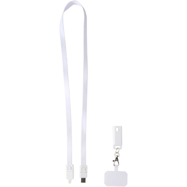 Logo trade promotional gifts image of: Franz recycled plastic smartphone lanyard with built-in data sync and 65W fast charge 5-in-1 cable