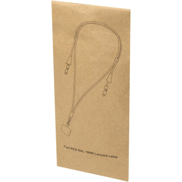 Logo trade business gift photo of: Funi recycled plastic smartphone lanyard with built-in data sync and 100W fast charge 5-in-1 cable