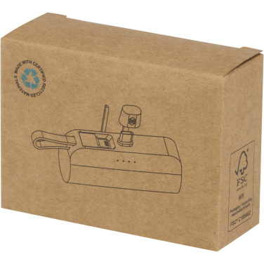 Logo trade promotional items picture of: Alnair 5000 mAh 10W recycled plastic Type-C power bank with built-in flip stand and 2-in-1 cable