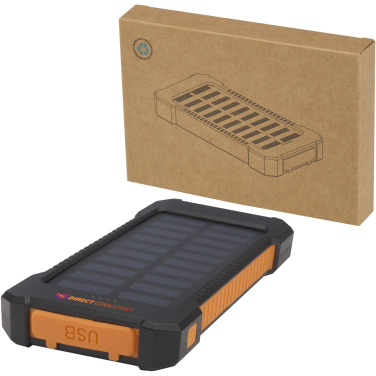 Logo trade advertising products image of: Altair 5000 mAh 10W recycled plastic rugged solar power bank with built-in torch