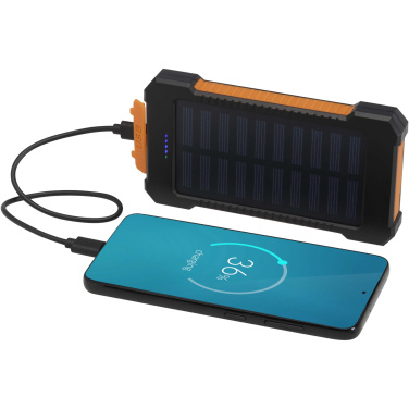 Logotrade promotional giveaway image of: Altair 5000 mAh 10W recycled plastic rugged solar power bank with built-in torch
