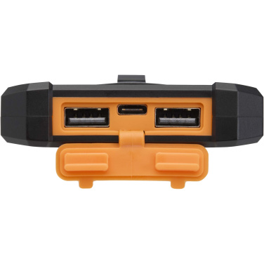 Logotrade promotional merchandise picture of: Altair 5000 mAh 10W recycled plastic rugged solar power bank with built-in torch