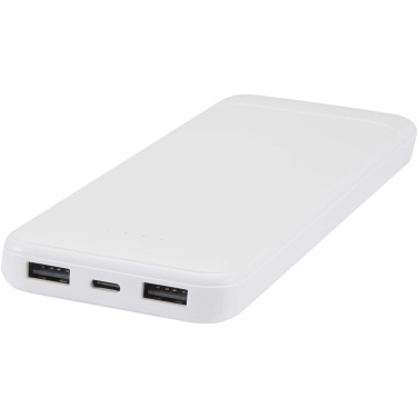 Logo trade business gift photo of: Adhil 10.000 mAh 10W recycled plastic power bank with 2 built-in cables