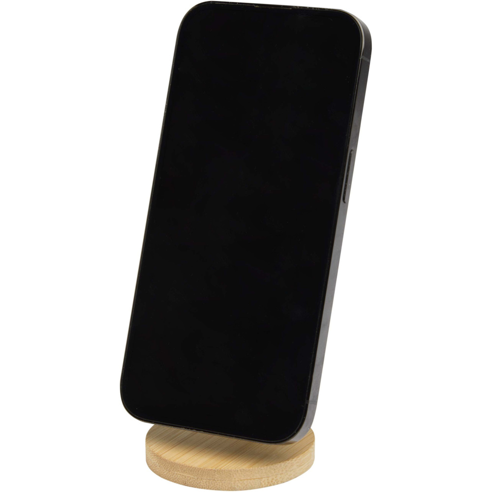 Logo trade advertising product photo of: Alcor recycled plastic foldeable magnetic phone stand with bamboo details