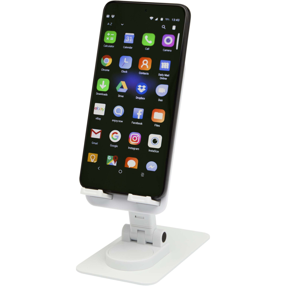 Logotrade promotional merchandise photo of: Alhena recycled plastic foldeable phone holder with metal desk stand