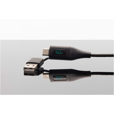 Logo trade business gifts image of: SCX.design C51 60W 5-in-1 rPET fast charging cable with display