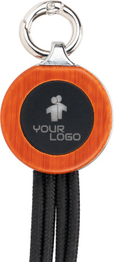 Logo trade promotional merchandise picture of: 4-in-1 cable with elighted logo in a wooden casing
