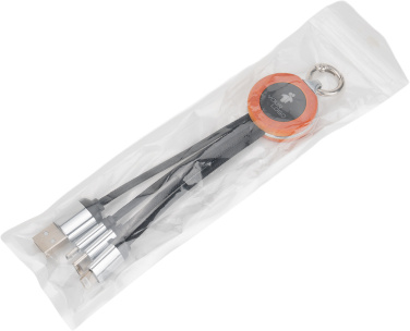 Logo trade advertising product photo of: 4-in-1 cable with elighted logo in a wooden casing