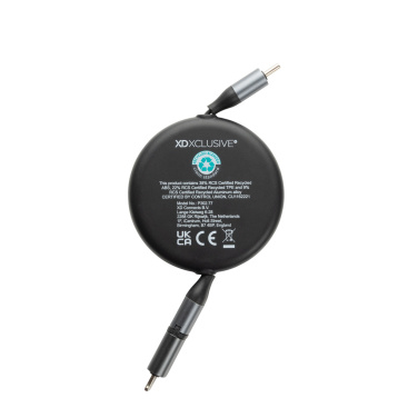 Logo trade promotional items image of: Terra RCS recycled aluminium retractable 240W 2-in-1 cable