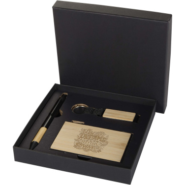 Logo trade promotional giveaways picture of: Minka RCS recycled aluminium ballpoint pen, keychain and RFID card holder gift set