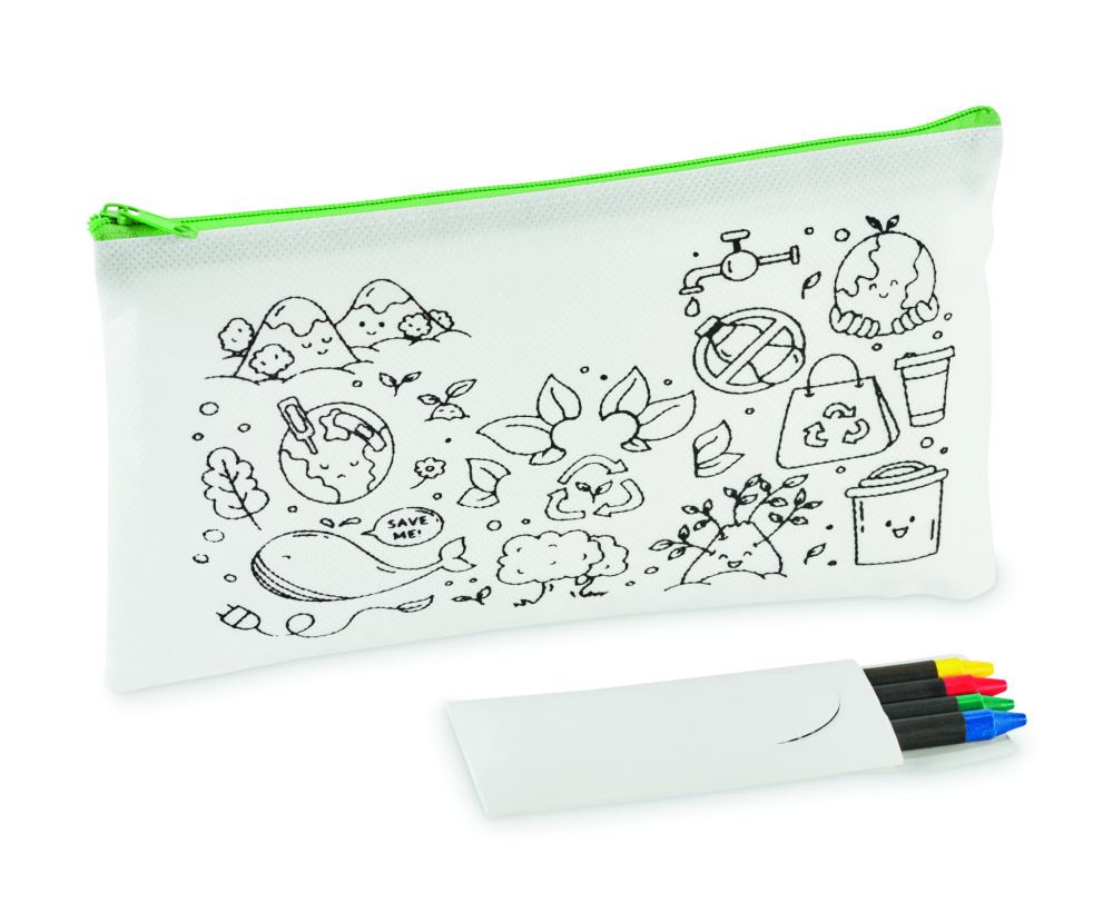 Logo trade business gifts image of: Pencil case with 4 crayons