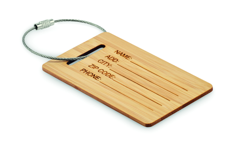 Logo trade promotional giveaways picture of: Bamboo luggage tag