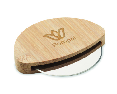 Logo trade promotional gifts image of: Round bamboo pizza cutter