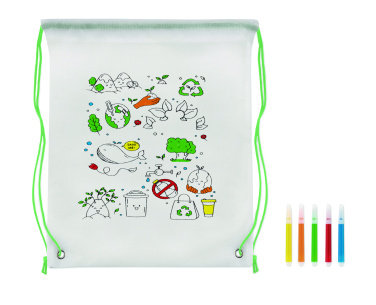 Logo trade promotional giveaway photo of: Non woven kids bag with pens