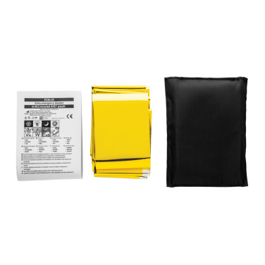 Logotrade promotional item image of: Solra emergency blanket in RCS recycled RPET pouch