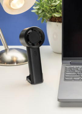 Logo trade business gifts image of: Twist RCS recycled plastic re-chargeable portable fan