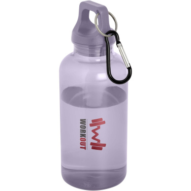 Logo trade promotional gifts image of: Oregon 400 ml RCS certified recycled plastic water bottle with carabiner