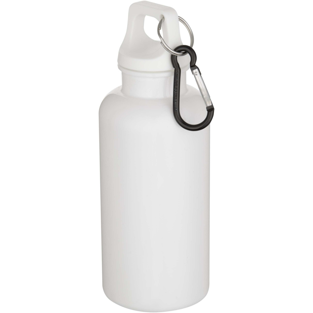 Logo trade promotional item photo of: Oregon 400 ml solid colour RCS recycled plastic water bottle with carabiner