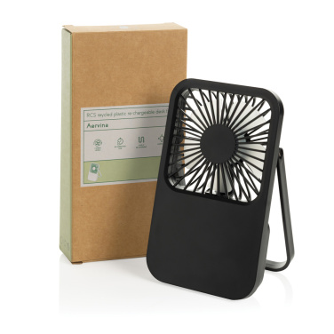 Logo trade advertising products picture of: Aervina RCS recycled plastic re-chargeable desk fan