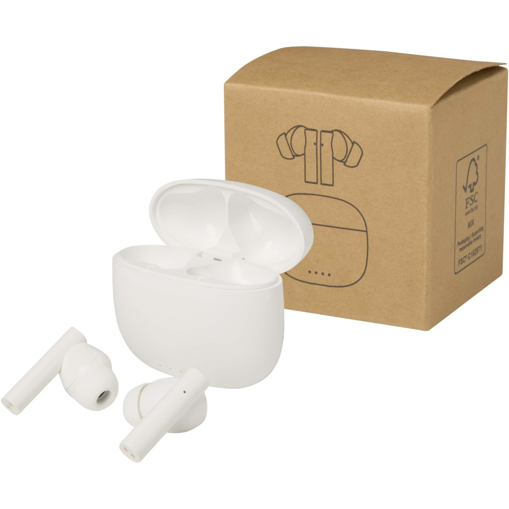 Logo trade promotional merchandise photo of: Alterf recycled plastic True Wireless Bluetooth® headset with silicone eartips