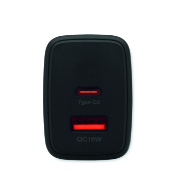 Logotrade advertising product picture of: EU 2-pole wall adapter/charger