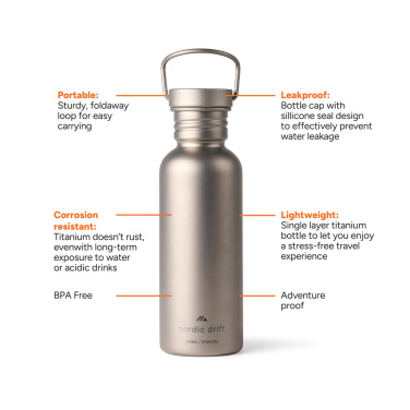 Logo trade promotional giveaway photo of: Nordic Drift Trail Ultra Light Titanium 600ml Water Bottle