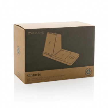 Logo trade meened foto: Ontario taaskasutatud plastist ja bambusest kolm-ühes juhtmevaba laadija