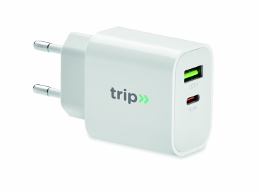 Logo trade firmakingi pilt: 18W 2 pordiga USB laadija EU pistik