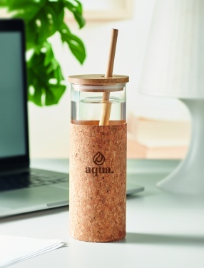 Logo trade firmakingituse pilt: Korgist ümbrise ja bambusest kaanega joogitops, 450 ml