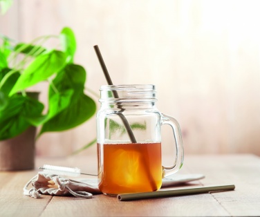 Logotrade reklaamkingitused pilt: Bambusest joogikõrs koos puhastuspintsliga kotis