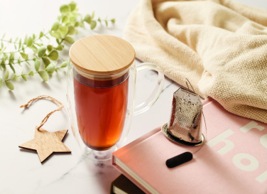 Logotrade firmakingitused pilt: Topeltseinaga klaasist kruus kaanega 450ml